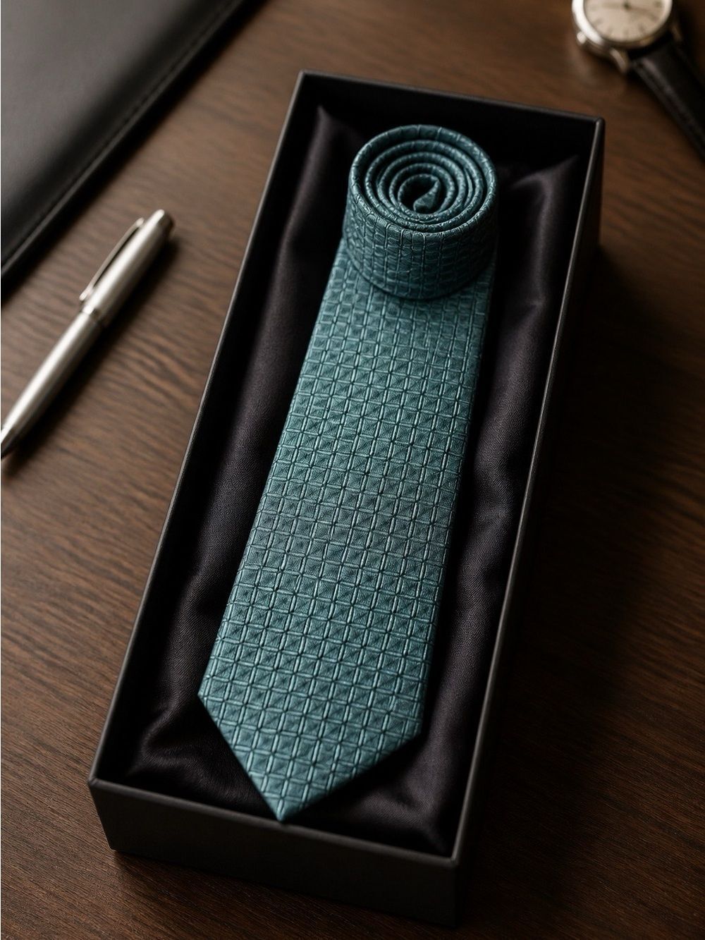 Johnston & Murphy Olive Textured Geometric Tie